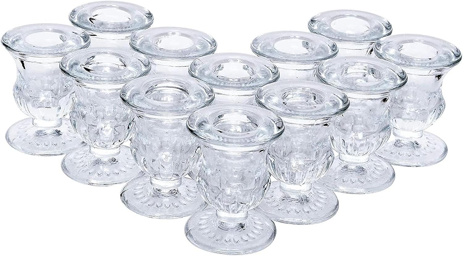 Hosley Set of 24 Elegant Glass Taper Candle Holders 2.5" - Wedding Favors, Party Decor, Reiki Meditation Gifts