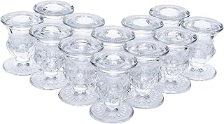 Hosley Set of 24 Elegant Glass Taper Candle Holders 2.5" - Wedding Favors, Party Decor, Reiki Meditation Gifts