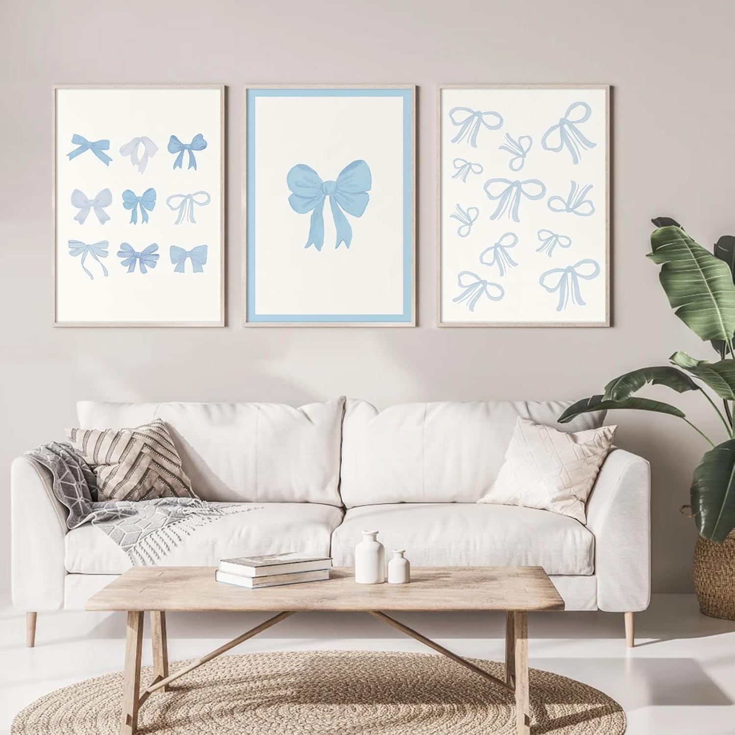 Blue Bow Wall Art Coquette Canvas Wall Decor Aesthetic Preppy Posters Pictures Light Blue Bow Prints Wall Art Trendy Girly Posters for Bedroom College Apartment 12x16 Inch Unframed Set of 3 12x16 Inch Unframed Light Blue Bow Prints