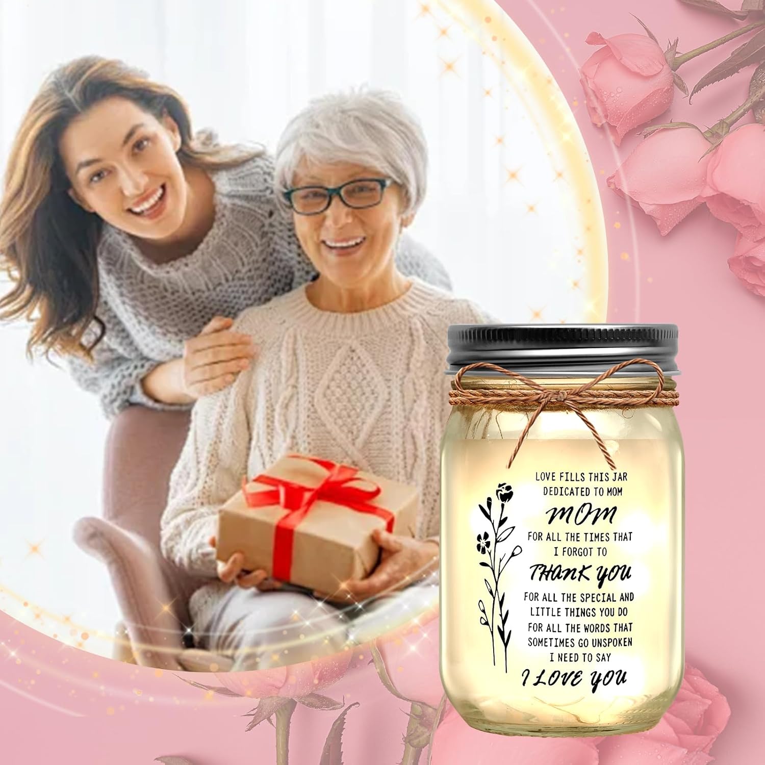 Mothers Day Gifts for Mom from Daughter Son,Gifts for Mom,Mother's Day Gifts,Birthday Gift for Mother,Mason Jar Night Lights - Image 7