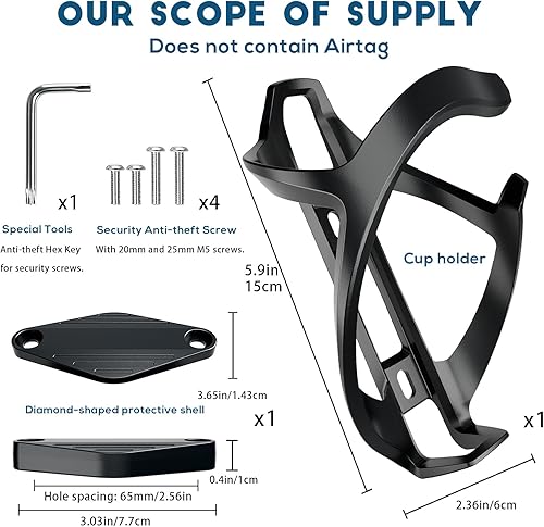 Miniatura 2 de Soporte para bicicleta AirTag  Soporte seguro debajo de la jaula de botella de bicicleta con antirrobo resistente al agua características negro (1