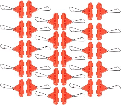 30Pcs Weight Sliders Fishing, Professional Fishing Slider Weights, Orange Red Slide Rig Booms, ABS Zip Slider Boom with Alloy Copper Sliding Boom for Boat, Beach