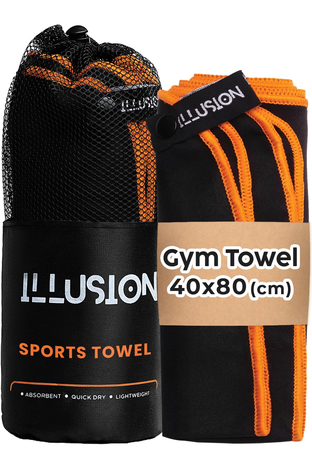 illusion Small Microfibre Gym Towel for Active Sports (40x80cm) - Lightweight Quick Dry Towel - Ideal for Cardio, Cycling, Strength Training, Yoga, and Running, Perfect for Athletes Training OutdoorsOEKO-TEX STANDARD 100