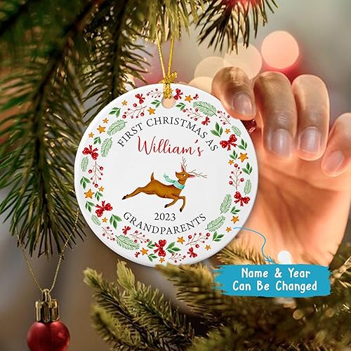 Miniatura 3 de Adorno de reno de primera Navidad como abuelos, adorno de cerámica personalizado para abuelos, primer adorno de abuela y abuelo, regalos de Navidad