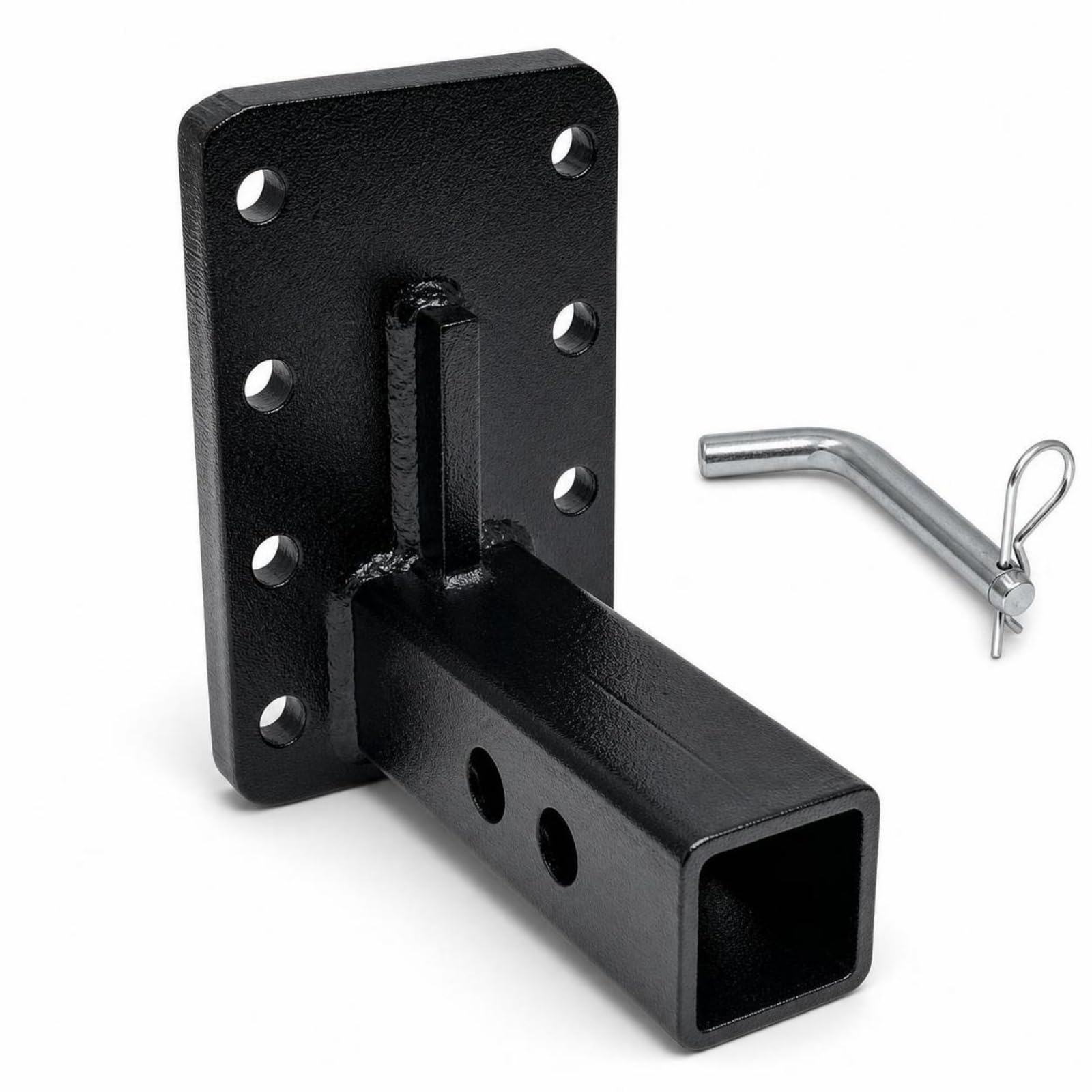Support D'attelage avec Plaque Montage Multi-Trous Adaptateur D'attelage Remorque Robuste pour, Barre D’Attelage Réglable avec Goupille