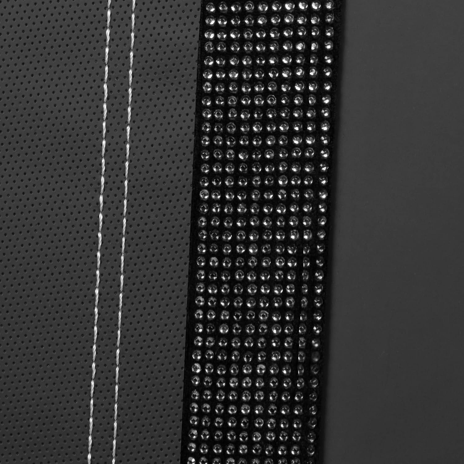  Bling Rhinestone Leather Back Seat Cover, Waterproof Bench Rear Seat Cover Shining Diamond Universal Fit Automotive Glitter Crystal Sparkle Strips for Kid Women Girl, Black Diamond thumbnail