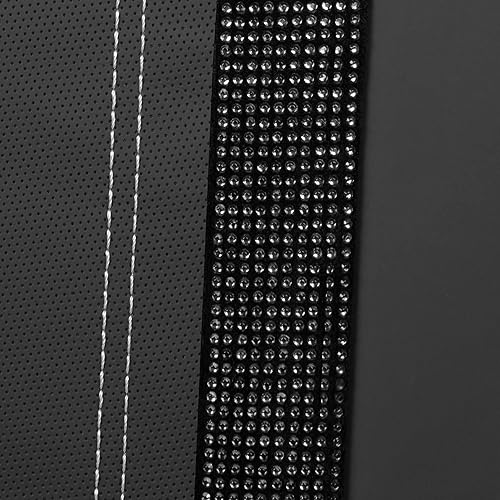 Miniatura 284 de CAR PASS Funda de asiento trasero de cuero y diamantes de imitación brillantes, impermeable, diseño de diamante brillante, ajuste universal, tiras