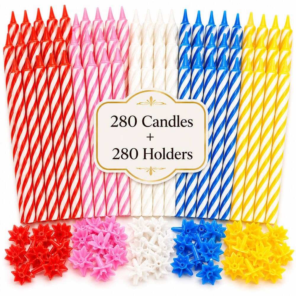 Photo 1 of Cwise 280-Count Spiral Birthday Candles with Holders