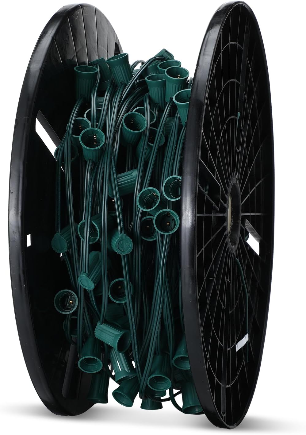 250 Ft C9/E17 Ul Listed String Light Cord Wire Spool, Christmas C9 Light Wire Stringer Strand Set for Outdoor Patio Xmas Tree Roofline, 12 Spacing, Green 1 250 ft