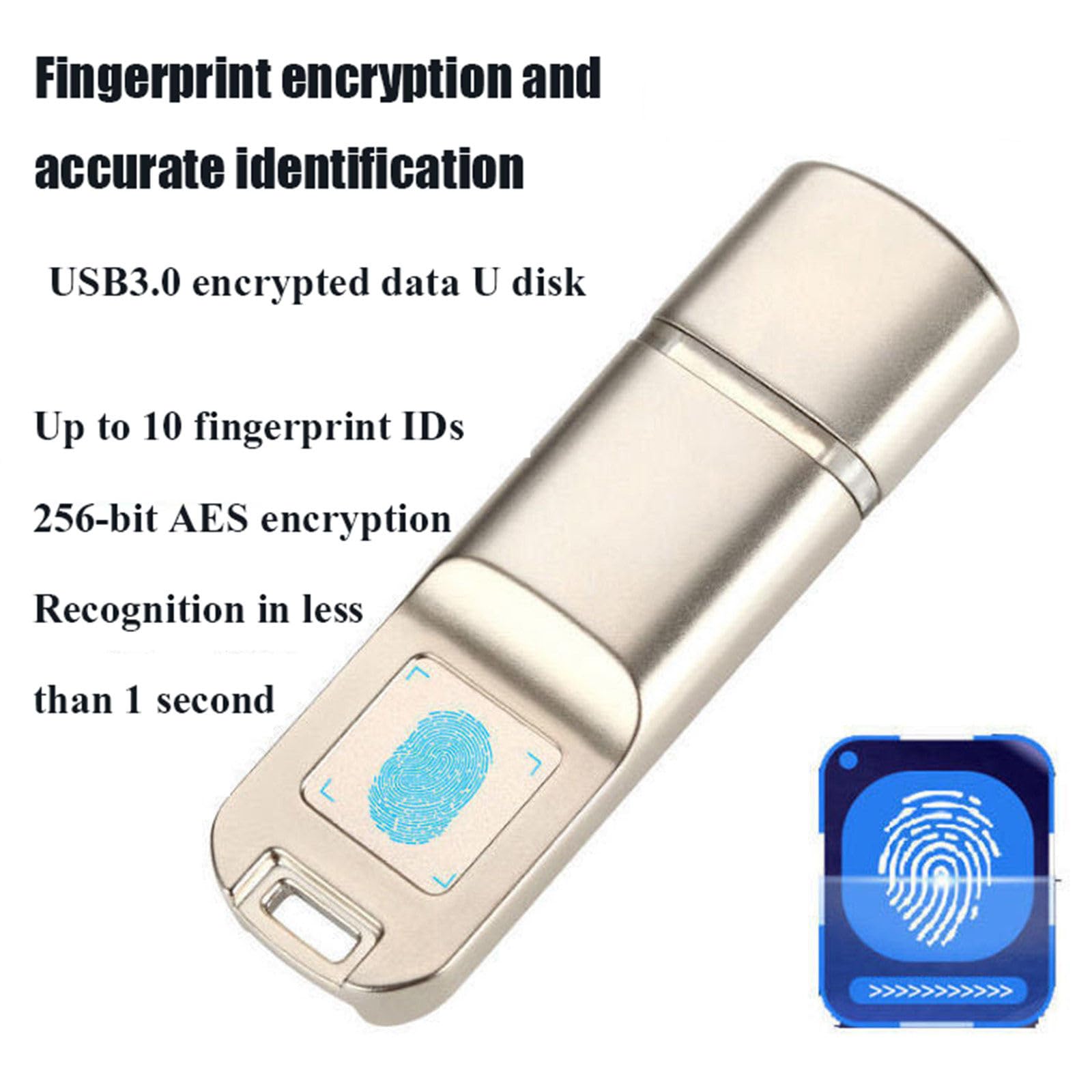 Unità flash U crittografata con impronte digitali 32G 64G 128G 256G Unità flash U antifurto in metallo per ufficio aziendale, chiavetta USB sicura crittografata biometrica,16G