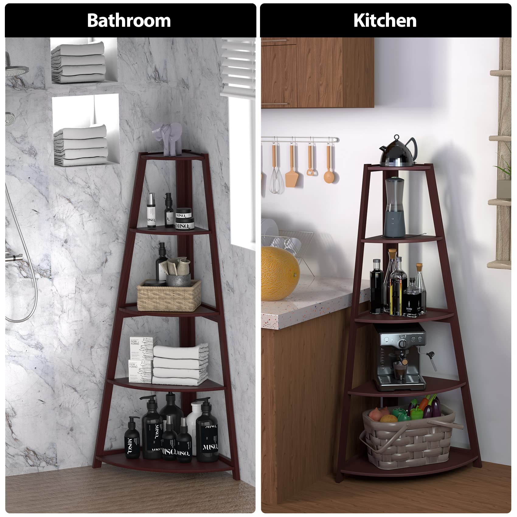 Corner Shelf, TopMade 5Tier Corner Shelf Stand Industrial Ladder