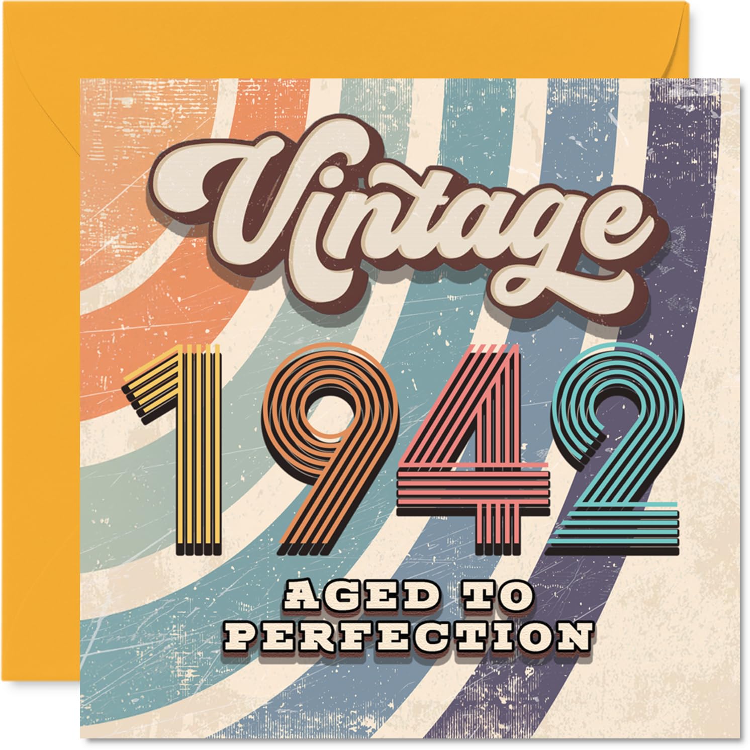 84th Birthday Card for Men Women - Vintage 1942 Aged To Perfection - Happy 84 Birthday Cards for Nan Husband Grandma Wife Grandad Auntie, 145mm Bday Greeting Cards