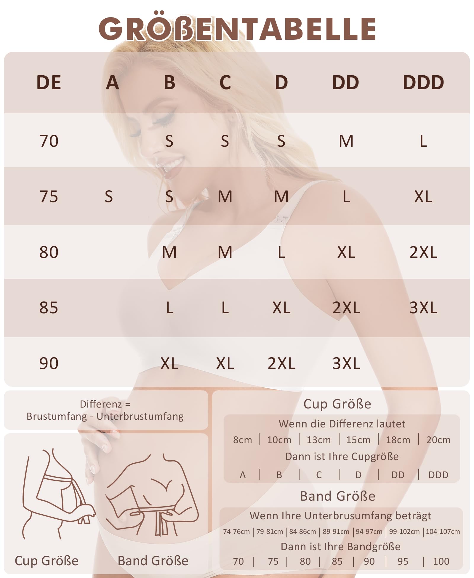 QooNoo Reggiseno per allattamento e gravidanza, senza ferretto, da donna