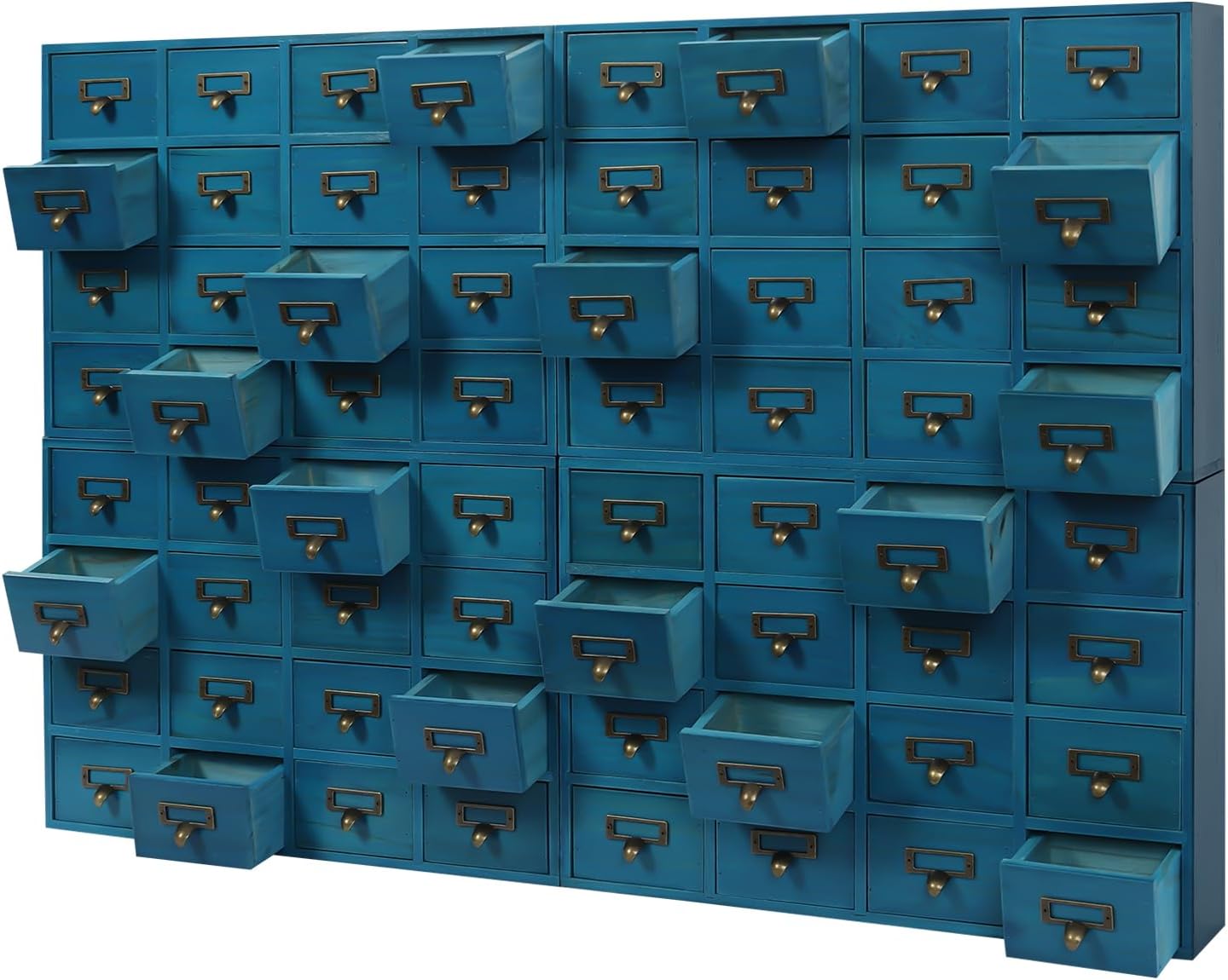 64 Drawer Vintage Wooden Storage Box, Library Card Catalog