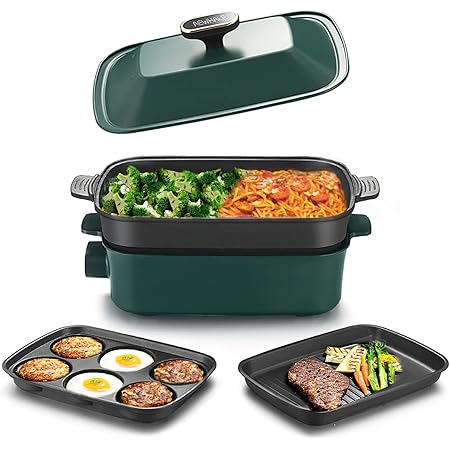 AEWHALE Electric Grill 4 IN 1 Indoor Grill Electric Grill Smokeless Grill, Party Griddle for Cooking Meats Seafood Steak Pancake Cheese, Green…