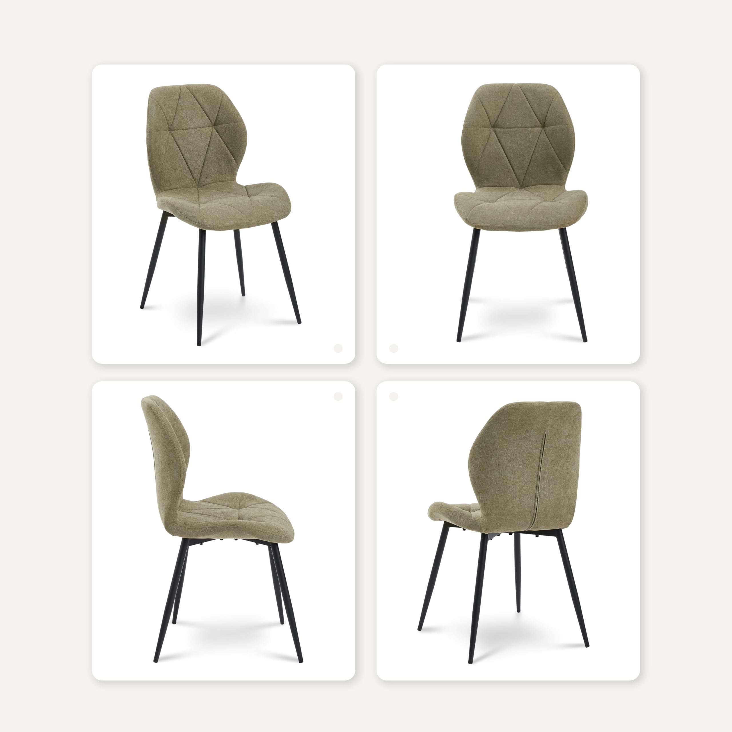 GrandCA HOME Set Tavolo e Sedie da Pranzo, Tavolo da Pranzo Rotondo da 100 CM e 4 Sedie Moderne in Lino, per Sala da Pranzo, Cucina, Soggiorno (Chiaro + Verde)
