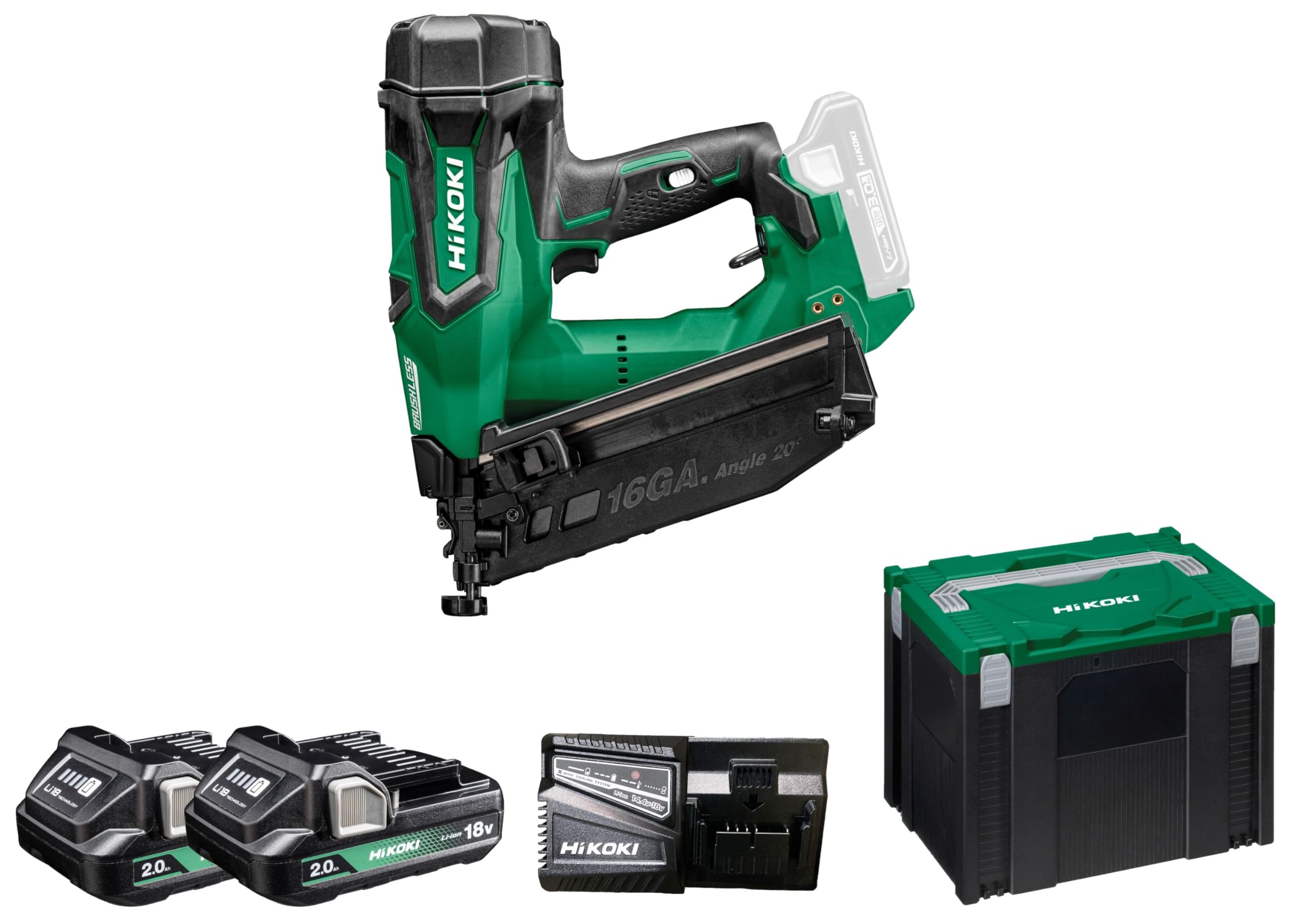 HIKOKI NT1865DA, cloueuse sans fil, 18 V, batterie 2,0 Ah, tige 32-65 mm