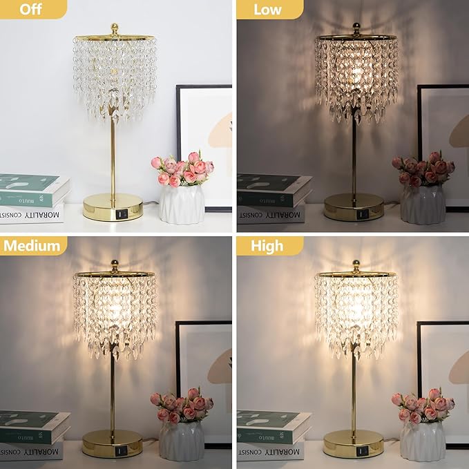 Juego de 2 Lámparas de Mesa de Cristal con Puerto USB y Regulador miniatura 4