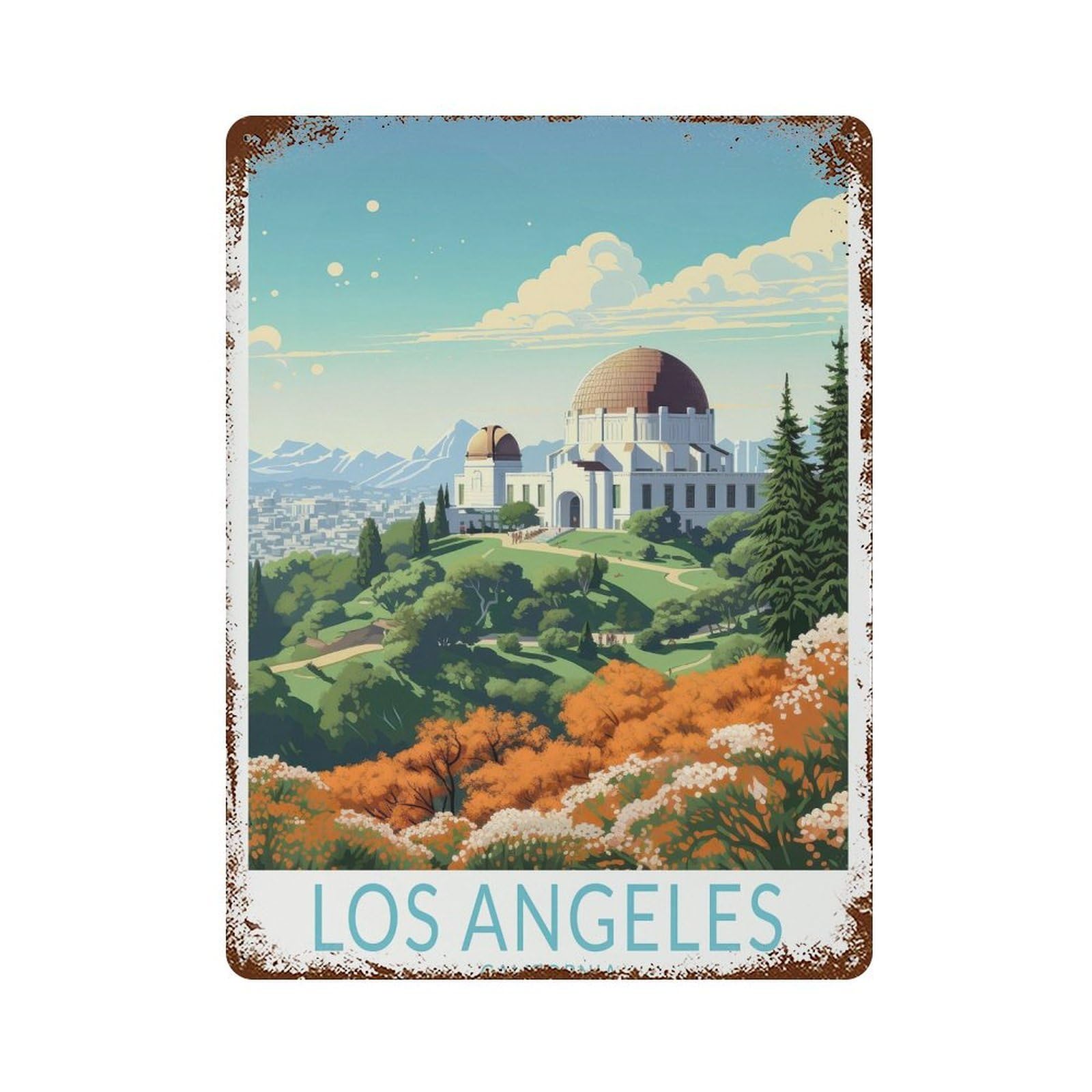 xiaoxiaoshen Los Angeles Travel Griffith Observatory California Custom Personalized (2) Wall Decor Art Metal Tin Poster Modern Home Decor Art Home Bar Shop Decorations Vintage Sign 40x30cm