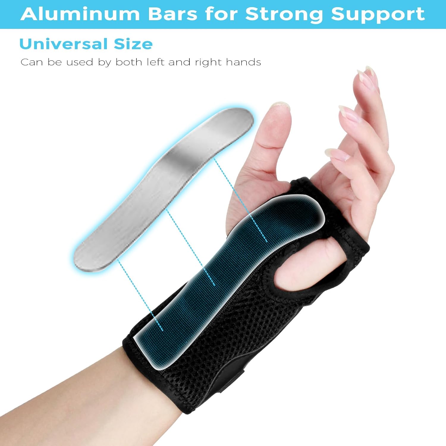 Wrist Brace for Carpal Tunnel, Splint Stabilizer, Pain Relief for Sprain Arthritis, Tendonitis, Lightweight Night Support for Sleeping and Work, Universal Fit Right&Left Hand Brace, Size M