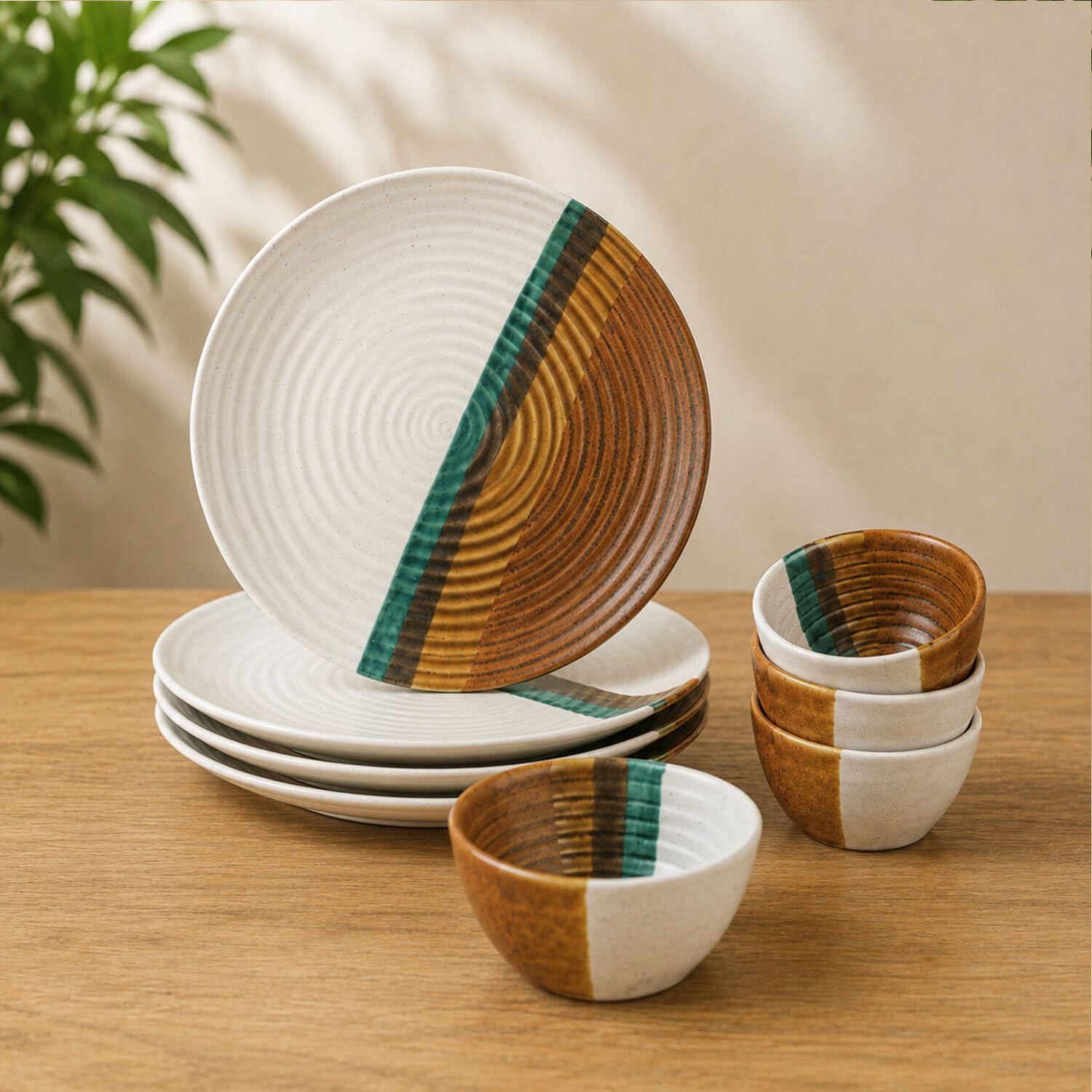 Teal Forest Dinner Set - 8 Piece Ceramicware -10 Teal Forest Dinner Set - 8 Piece Ceramicware -10