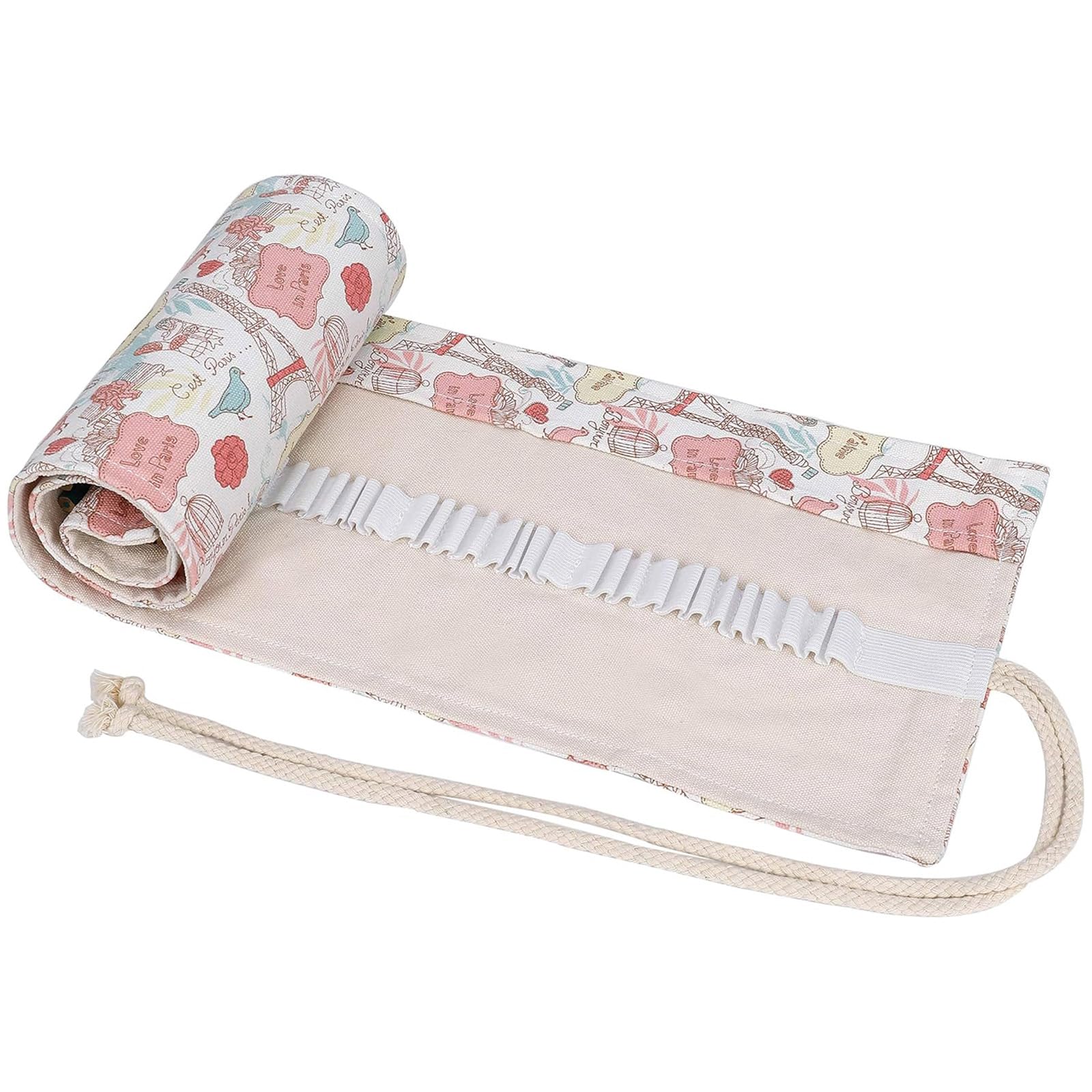 Gelishan Canvas Pencil Kit 72 Slots Artist Pencilsholder Roll Washable Fashionable Roll up Colored Pencils Holder Multi-Purpose Canvas Pencil Roll Wrap for Artist School Office (Iron Tower 72 Holes)