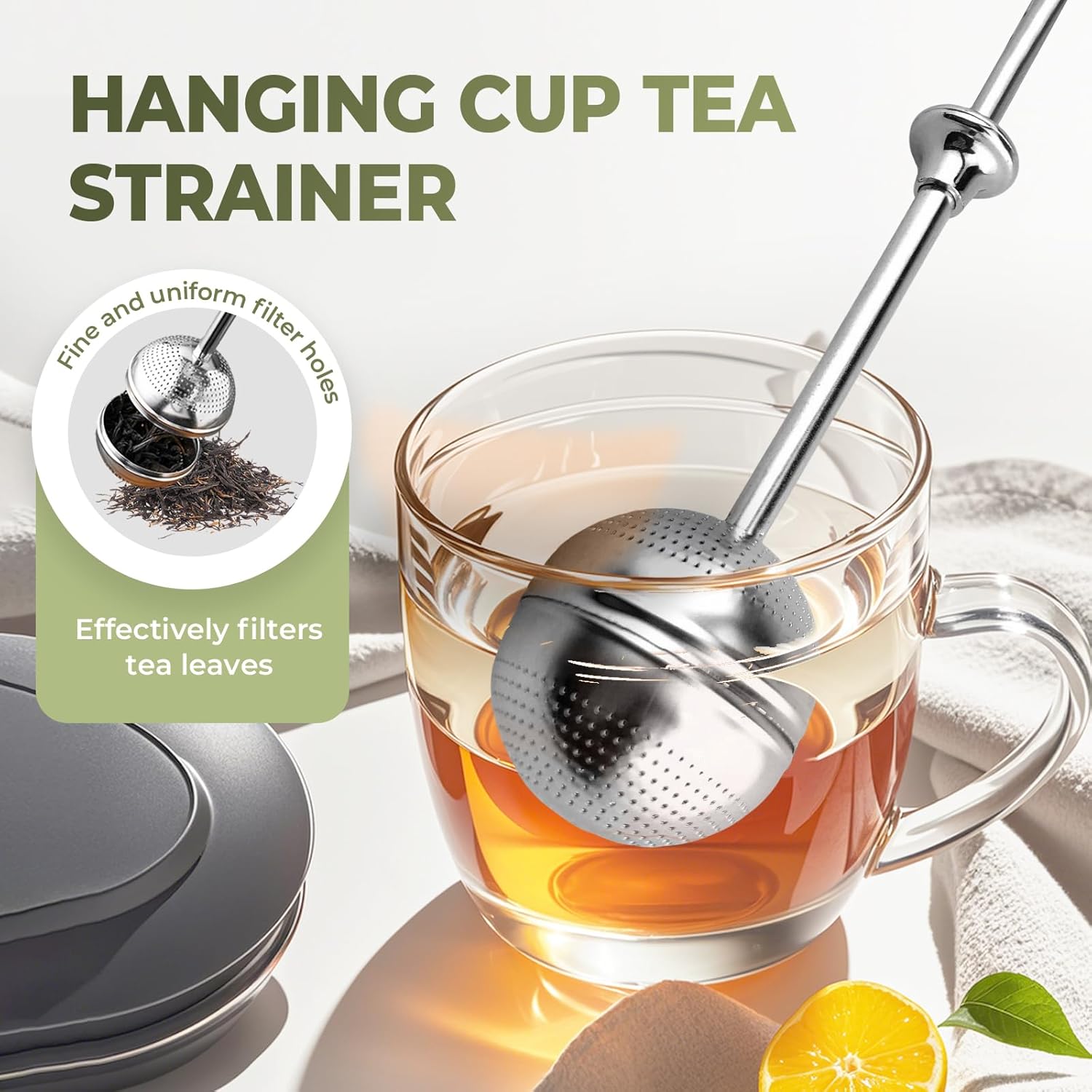 Long Handle Stainless Steel Tea Strainer, 2026 New Mesh Tea Infuser, Reusable Tea Ball for Loose Leaf Tea, Easy Clean Tea Accessories for Home, Fine Mesh Tea Strainer for Tea Lovers(3 Pcs)