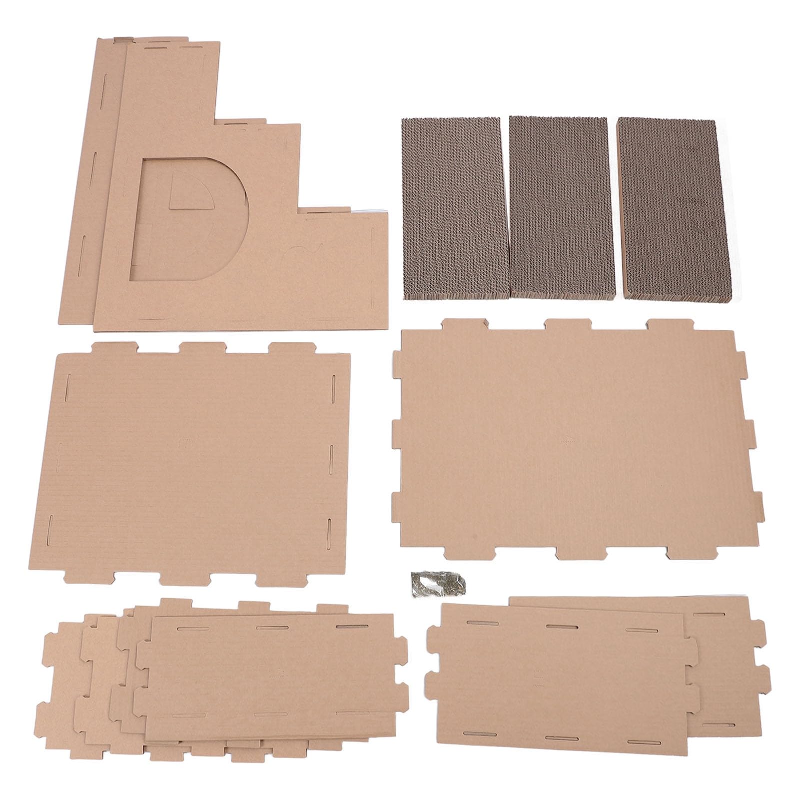 Tiragraffi per Gatti in Cartone Ondulato, 63 X 52 X 38 Cm, con Lettino Pieghevole, Design a Scomparsa, per Gatti da Interni, Gattini, Riposano, Giocano a Graffiare