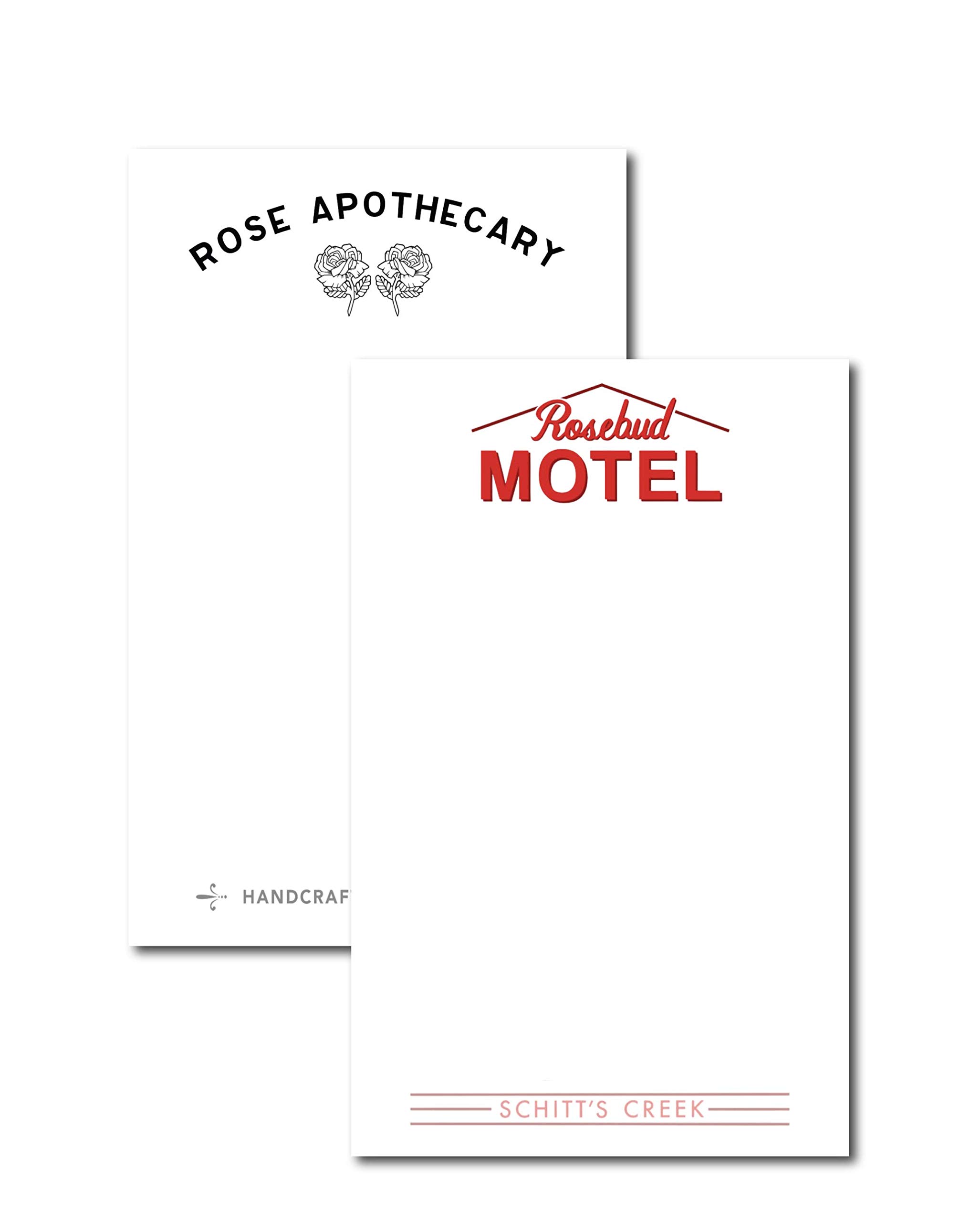 Cool TV Props - Schitt's Creek Rosebud Motel and Rose Apothecary Notepad Bundle - Set of 2 - TV Show Merchandise