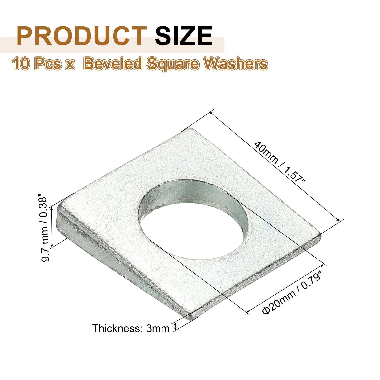 PATIKIL 10pcs Beveled Square Washers - Image 2