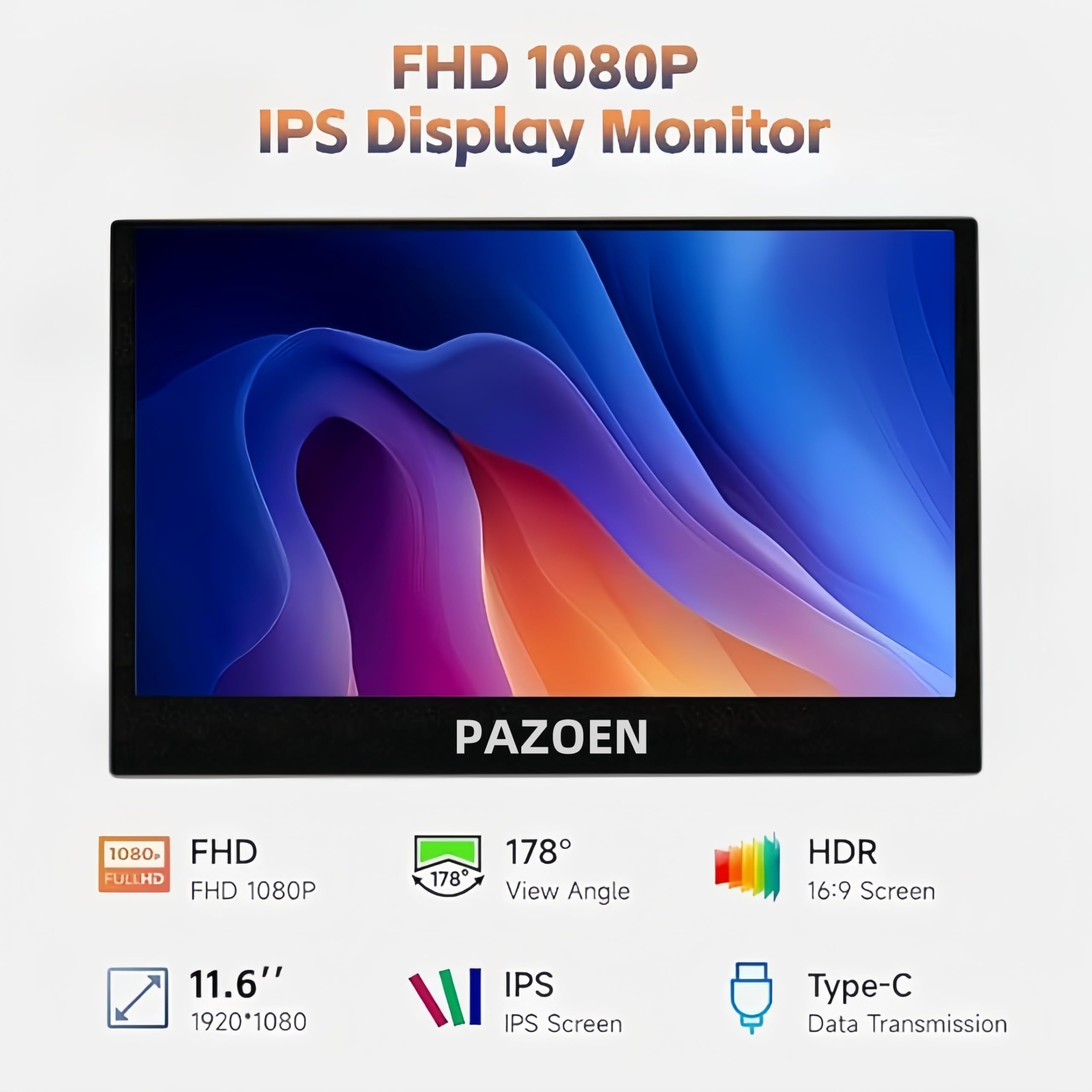 Amazon.co.jp: PAZOEN ポータブルディスプレイ11.6インチ 1920x1080P