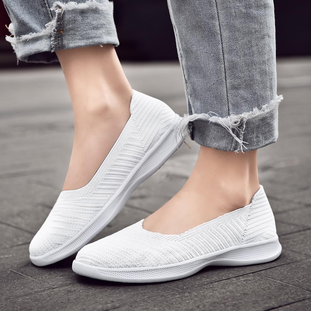 konhill Mocassins pour Femmes Confortables Loafers Décontractées Plates Slip-on Tricot Chaussures Habillées Chaussures de Marche Légères
