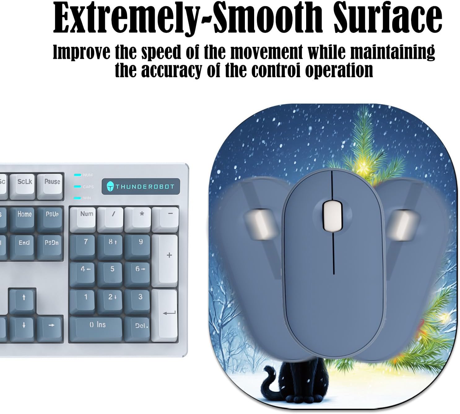 Small Mouse Pad 6 x 7 Inch,Mini Mouse Pad with Non-Slip Rubber Base,Waterproof Compact Mouse Mat for Laptop Computer Wireless Mouse Keyboard Home Office Travel,Christmas Tree Black Cat image 4