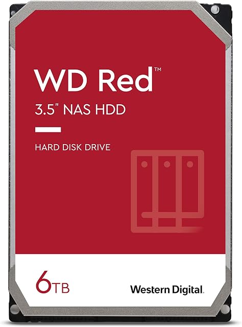 WD Red wewnętrzny dysk twardy 6 TB (3,5 cala, dysk twardy NAS, 5400 obr./min, SATA 6 Gbit/s, technologia NASware, obsługa do 8 kieszeni dysków w trybie ciągłym) czerwony