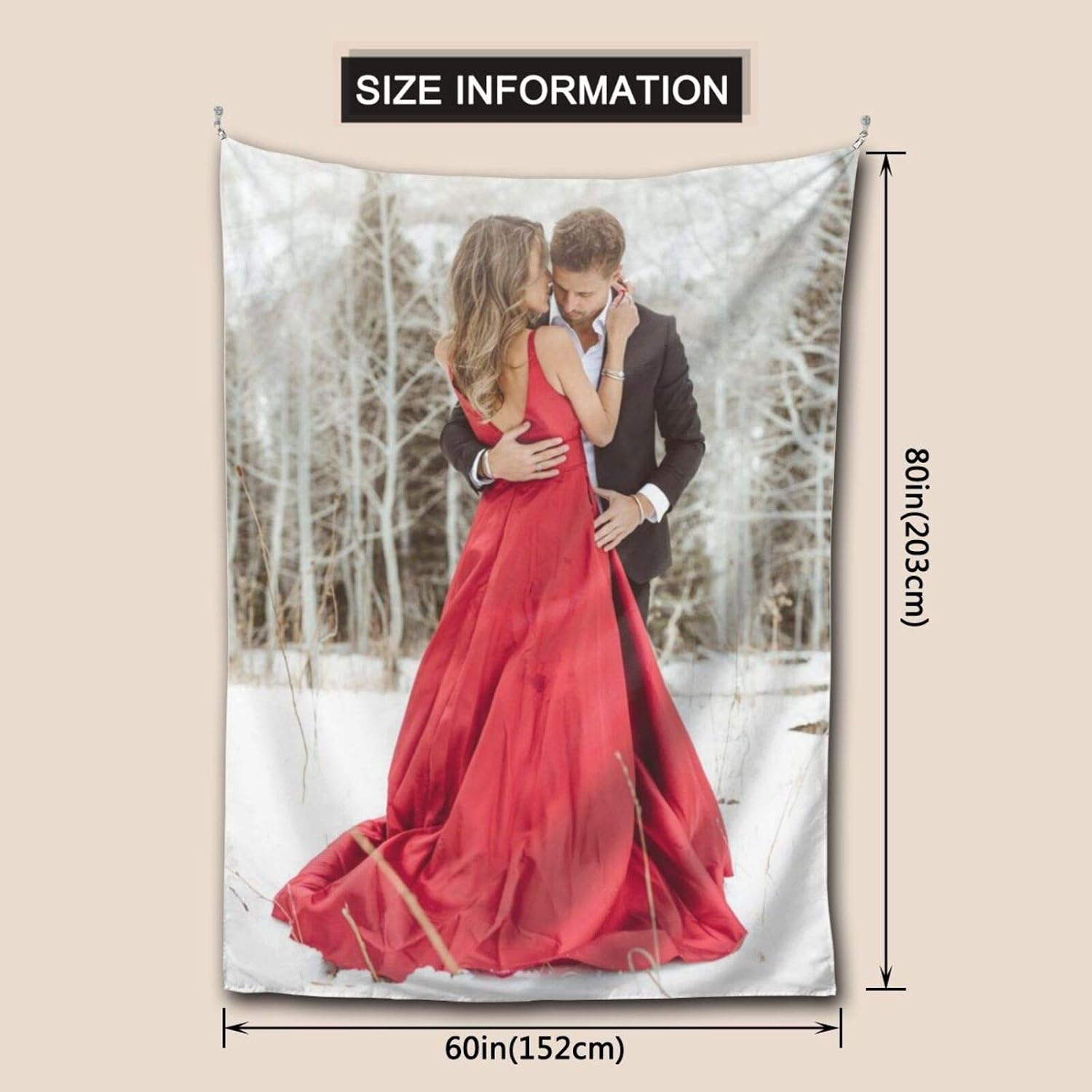 EAQ Custom Tapestry Customized Your Own Tapestry from Photo Customize Wall Tapestries Home Decorative Hanging Art for Wedding, Family, Memorial Gift