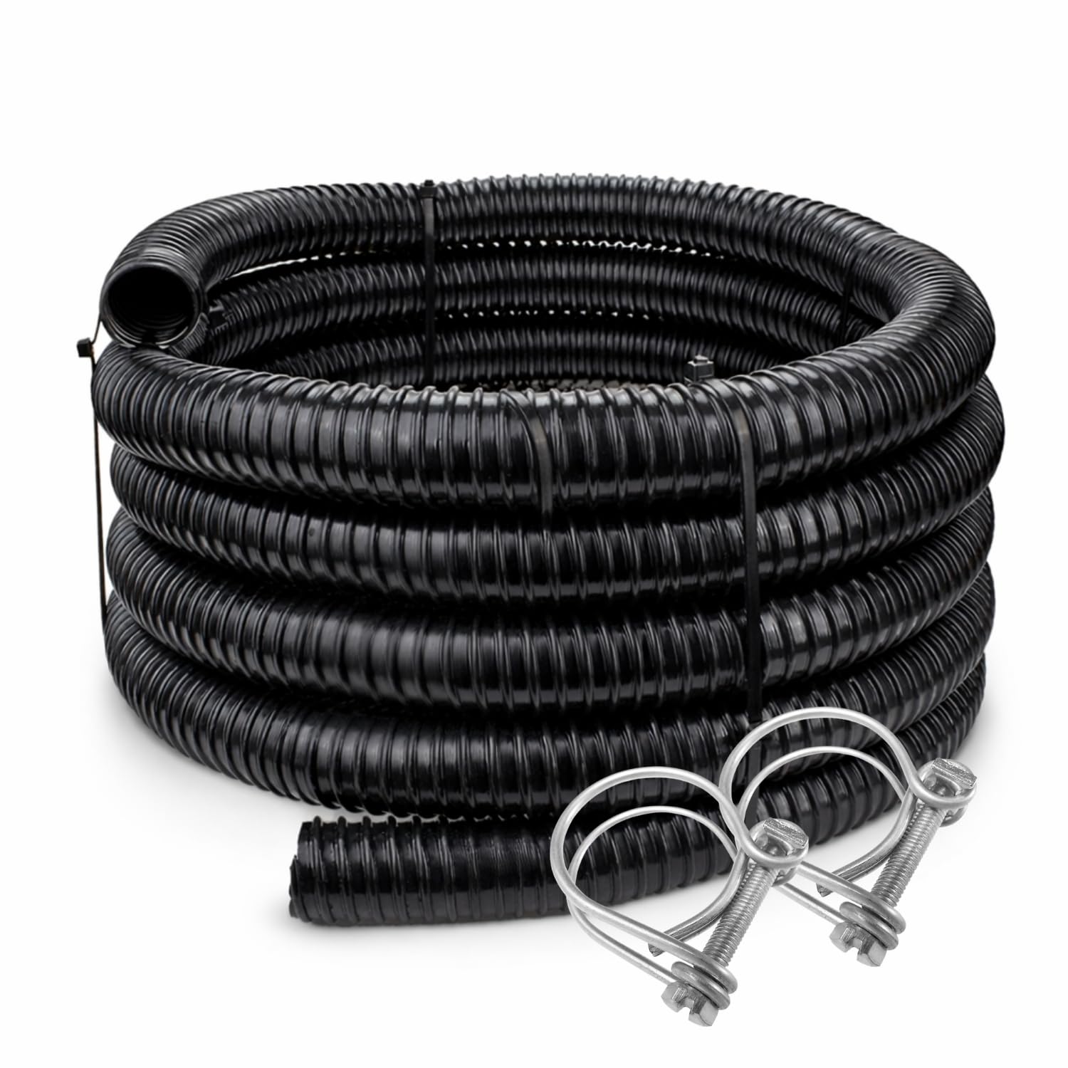 B2c Black Waste Water Hose 25Mm Flexible Water Hose Corrugated Pipe Pond Garden Filter Pump Flexi Caravan Motorhome (1 Metre)