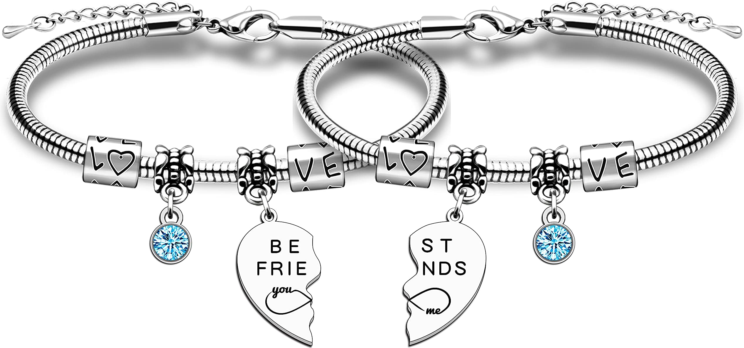 2 Pcs Best Friend Bracelet Gifts for 2 Women Girls BFF Bestie Birthday Graduation