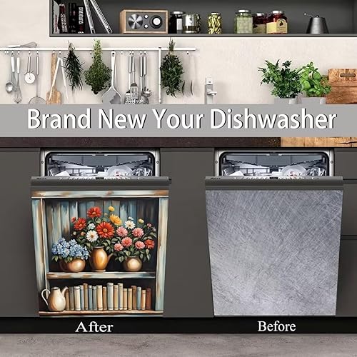 Miniatura 4 de Rustic Farm Artwork - Calcomanía de vinilo magnética retro para lavavajillas, estante de libros y flores, decoración de cocina, calcomanías de