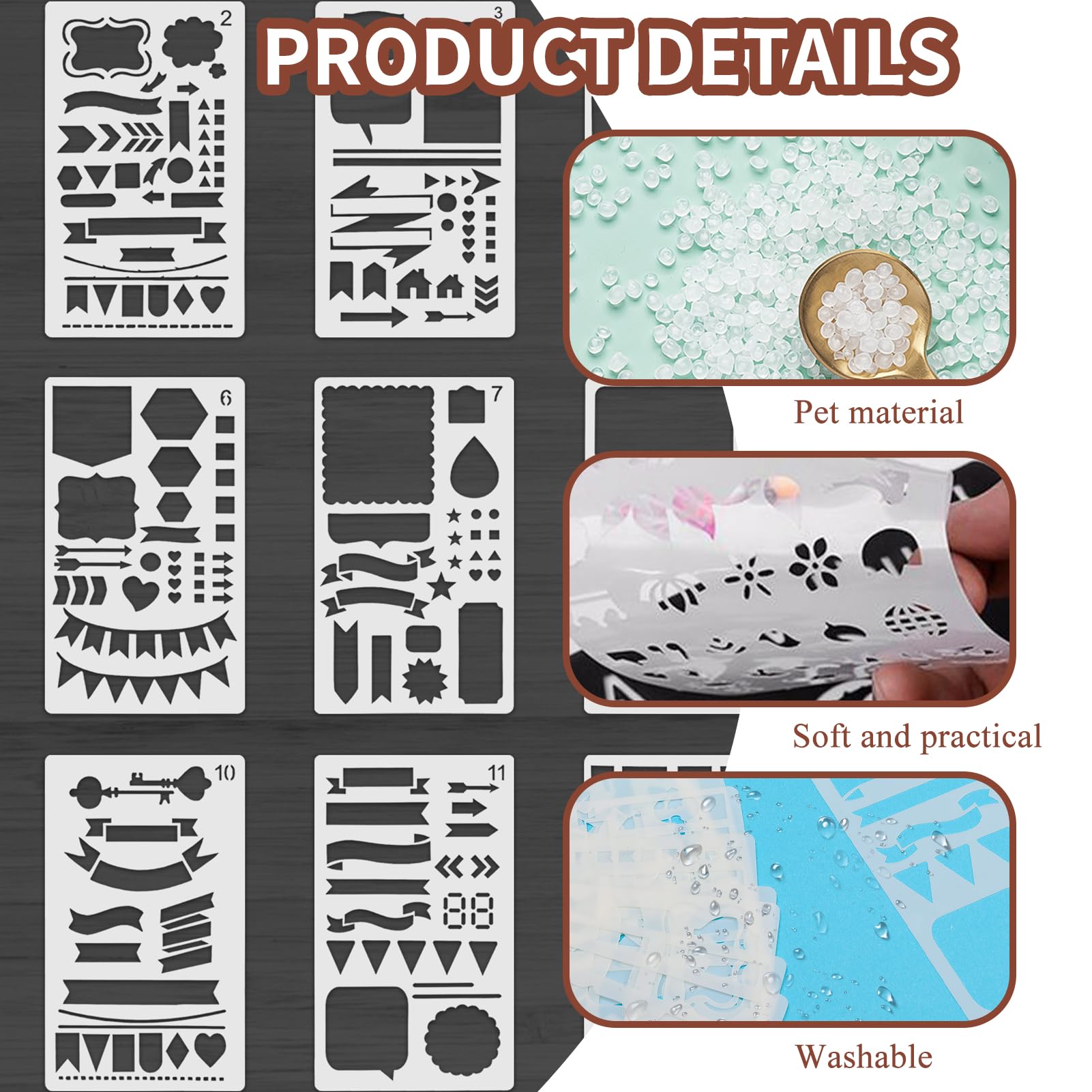 Kit 16 Pochoirs MWOOT Pour Journal Bullet - Stencils Réutilisables Pour DIY, Agenda & Déco Murale