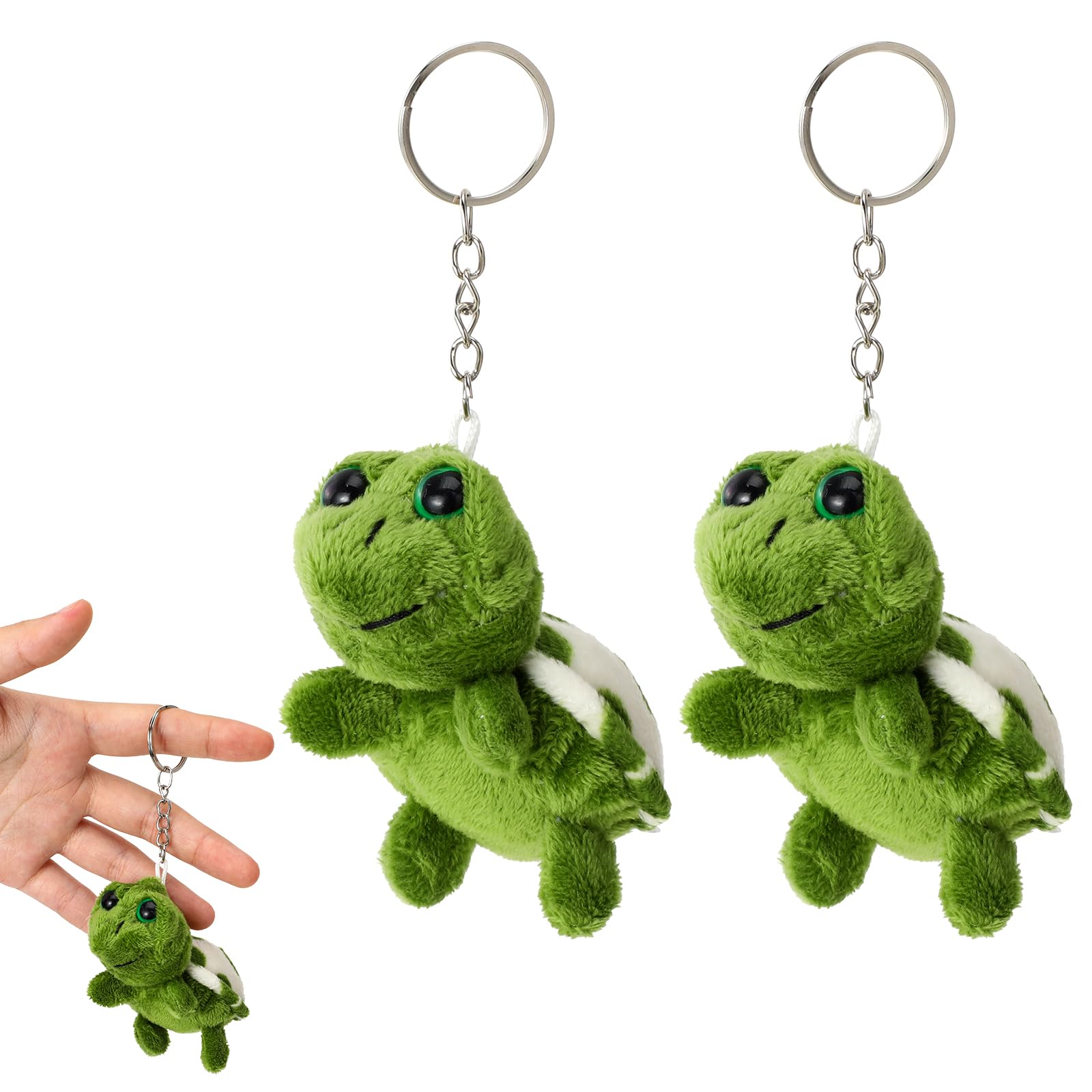 AOZUOPack of 2 Tortoise Key Chains, Mini Turtle Pendant, Turtle Soft Toy Key Ring, Gift, Cute Sea Creatures, Tortoise Doll for Cartoon Bag
