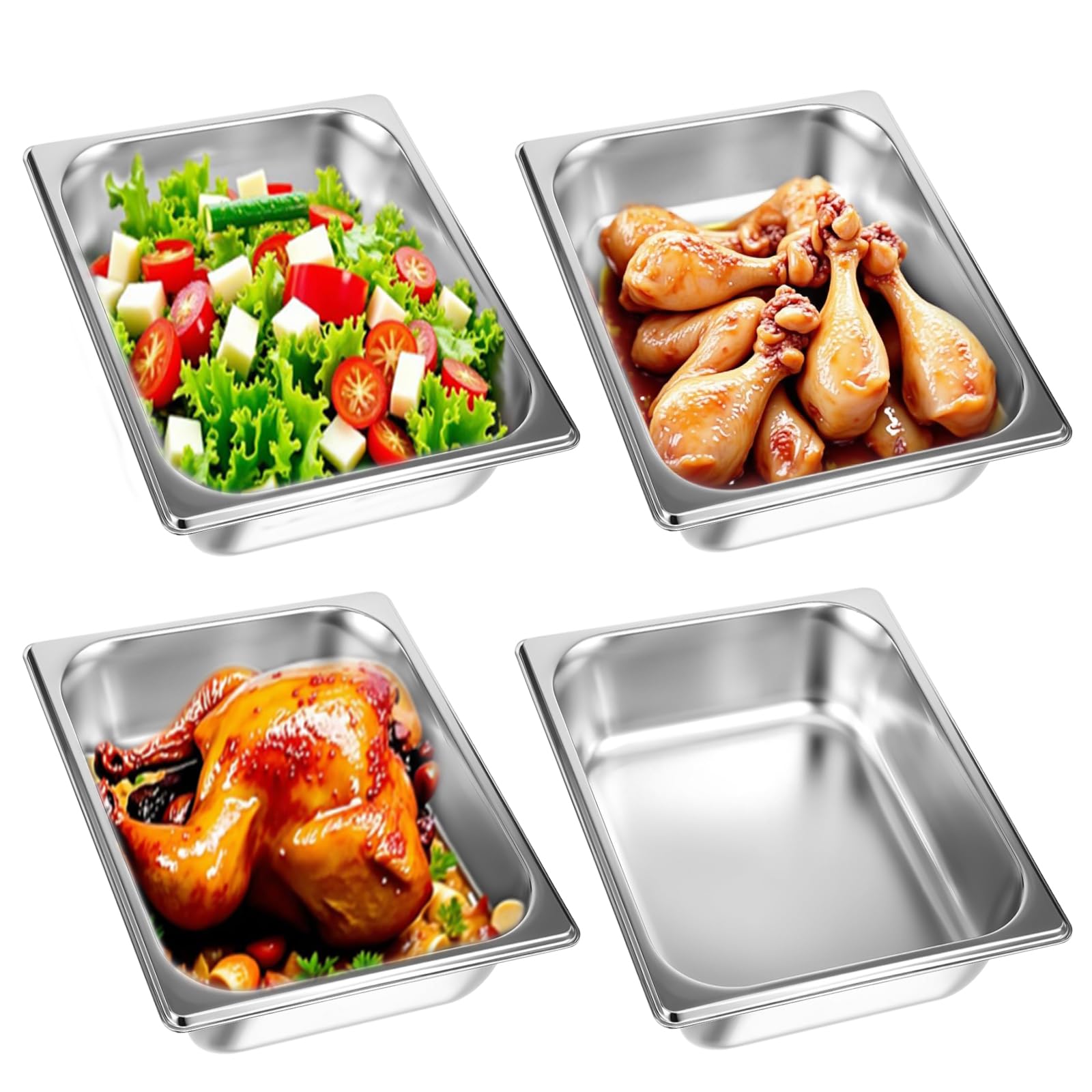 EupHHonycs 4 Pack Half Size Hotel Pans 2.5