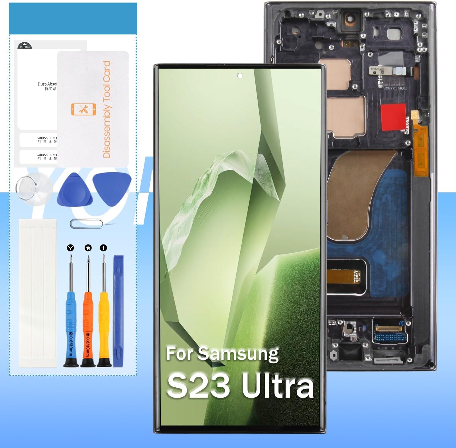 Original for Samsung Galaxy S23 Ultra Screen Replacement SM-S918 6.8“ LCD Display Touch Screen Digitizer Glass Assembly - Black with Frame - Tools