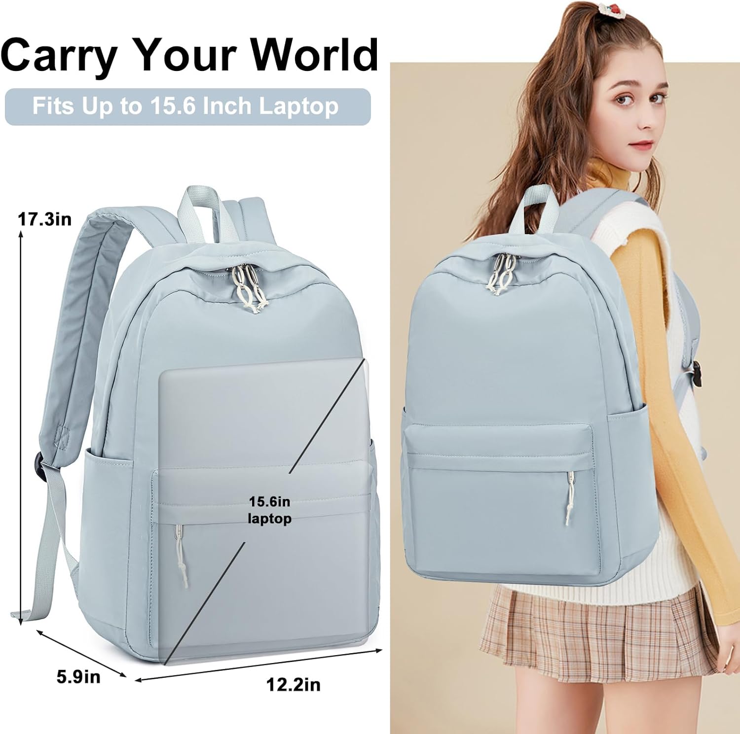LOIDOU Backpack for Teen Girls Middle-School Primary Elementary Bookbags 17inch Kids Backpack Women laptop Backpack Lightweight Casual Daypack - Image 2