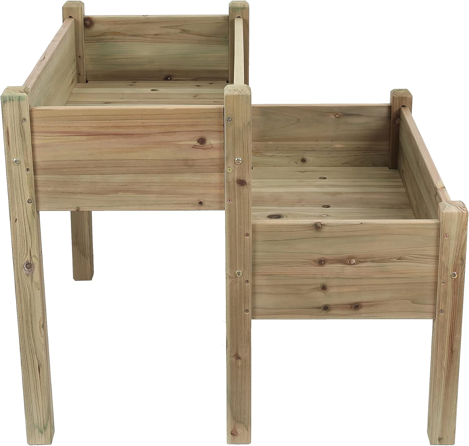 LuxenHome Wood Two Tier Raised Garden Bed