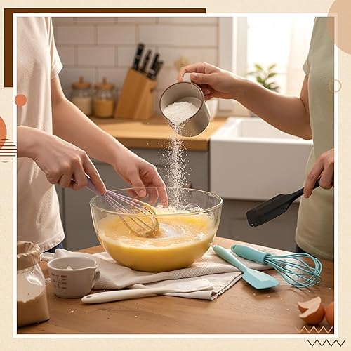 Miniatura 5 de Baderke 20 utensilios de cocina de silicona de 8.34 pulgadas, espátulas pequeñas de silicona de 6 pulgadas, mini batidores para cocinar huevos,