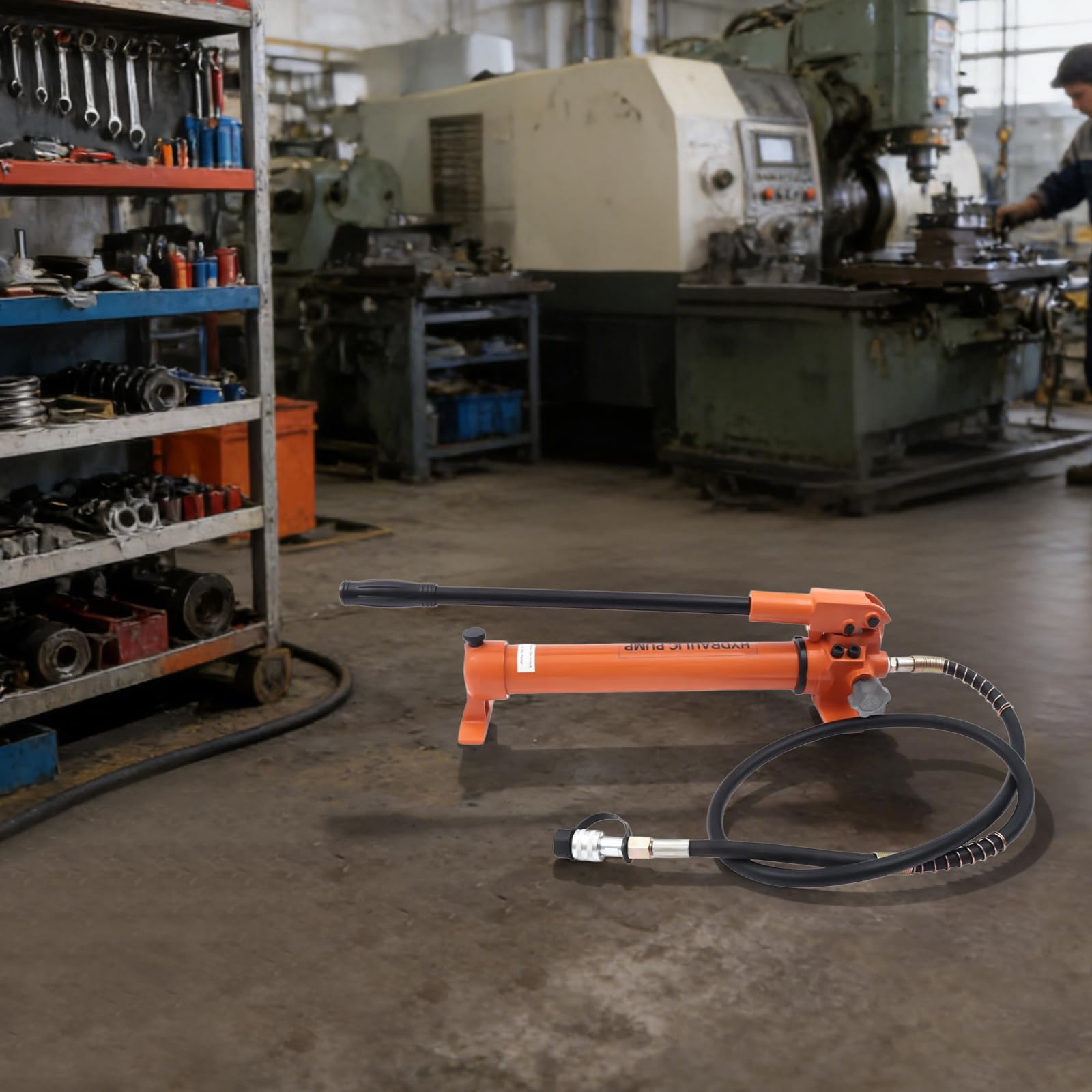 Bomba hidráulica manual 70 MPa 900 cc, dos velocidades, manguera de 180 cm | Conmutación automática para alta y baja presión