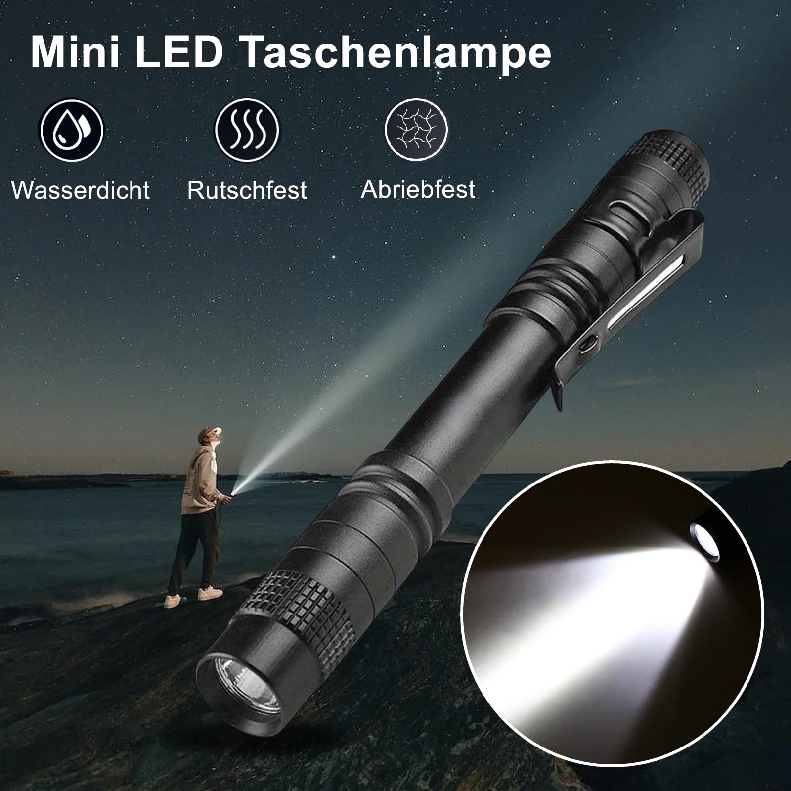 10 Stück Mini-Taschenlampen Mit Clip – Superhell, 180 Lumen, 3 Modi, Ideal Für Camping & Inspektion