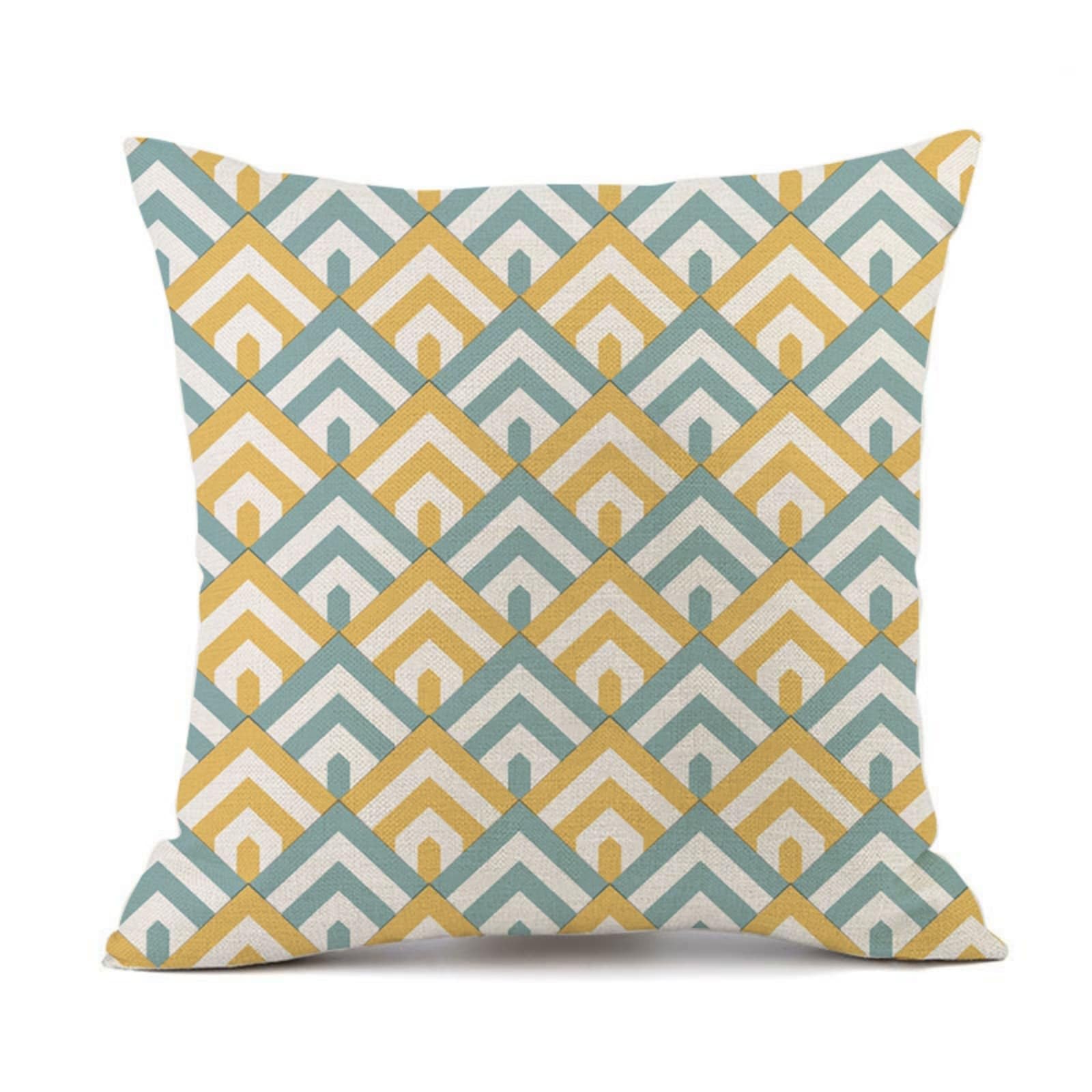 Cushion Covers 60cm x 60cm Yellow Geometry Large cushions with covers included - Linen Square Decorative Throw Pillowcases with Invisible Zipper, for Livingroom Sofa Bedroom