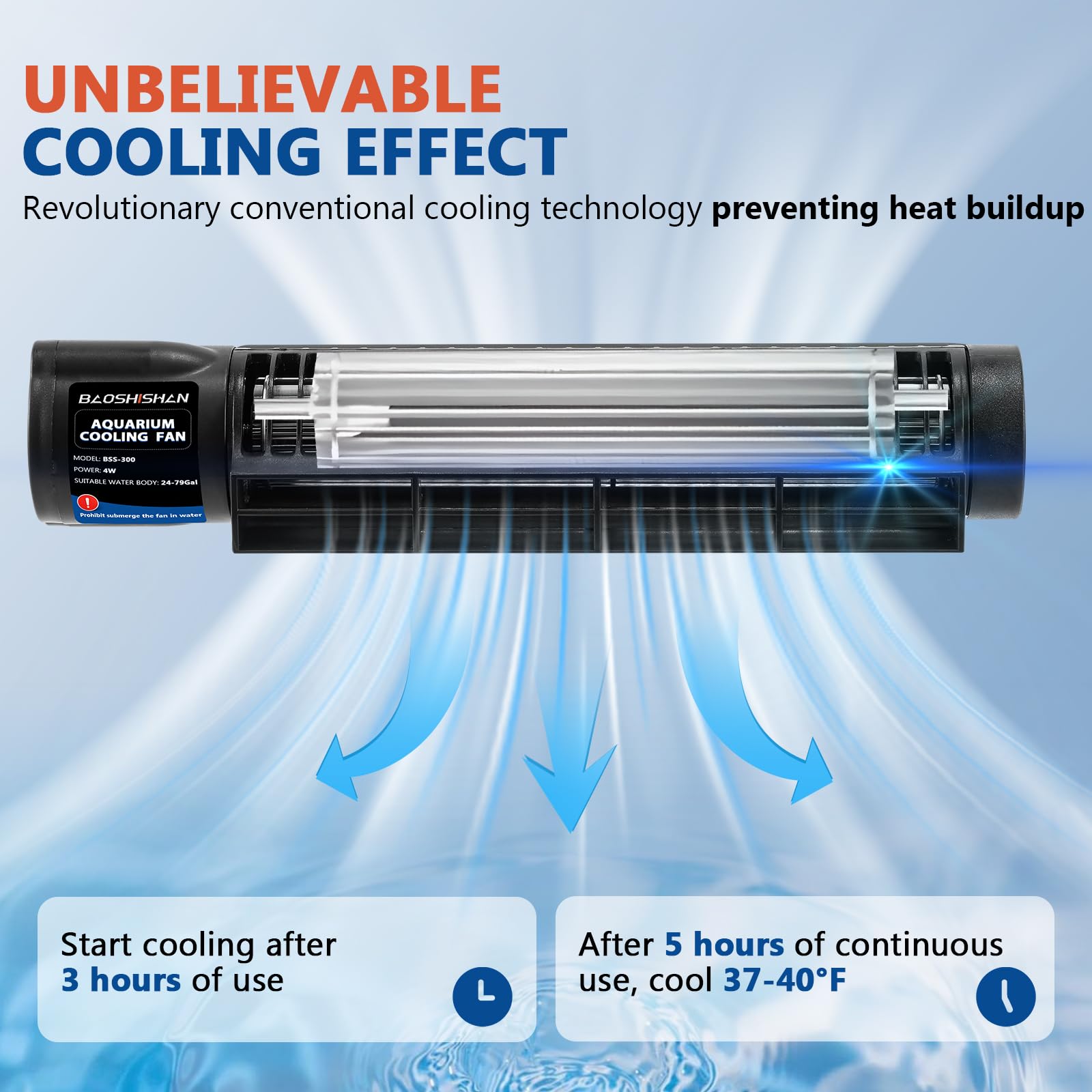 BAOSHISHAN Ventilateur de refroidissement pour aquarium, avec contrôle automatique de la température et 3 vitesses réglables, sortie d'air transversale à 120 ° pour aquarium, maison, bureau