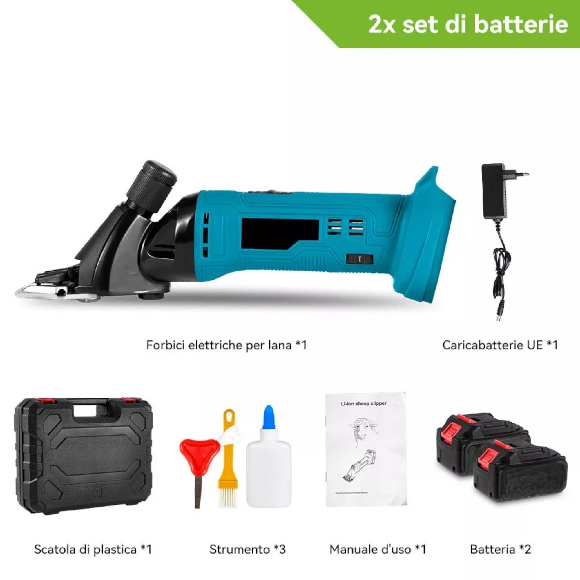 Tosapecore Tosatrice Pecora Doppia Batteria da 42VF 4.0Ah con 6 Velocità Regolabile per Rasare La Lana di Pecore, Capre, Bovini e Altri Animali da Fattoria